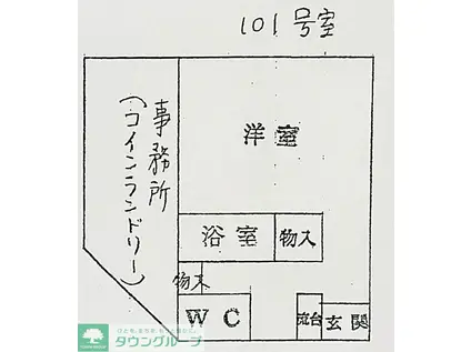 サンシティ千間台(ワンルーム/1階)の間取り写真