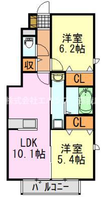 ブリランテ A(2LDK/1階)の間取り写真