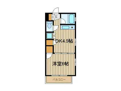 パークケーワン(1DK/3階)の間取り写真