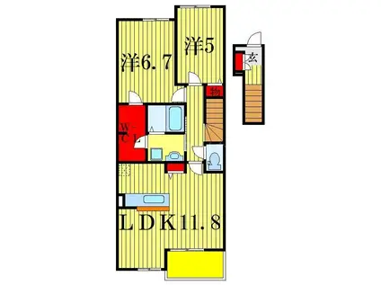 アルドール(2LDK/2階)の間取り写真