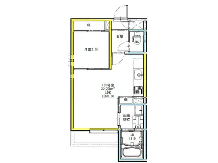 GRANDTIC九品寺(1LDK/1階)の間取り写真