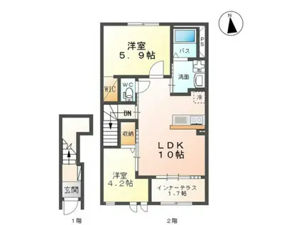 エバーガーデン(2LDK/2階)の間取り写真