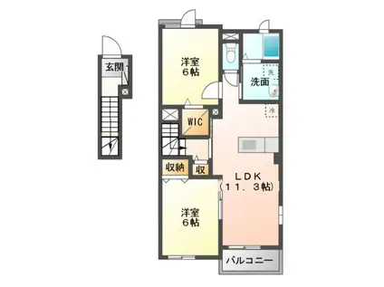 カーサ プラシードA(2LDK/2階)の間取り写真