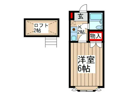 メゾングランメール(1K/2階)の間取り写真