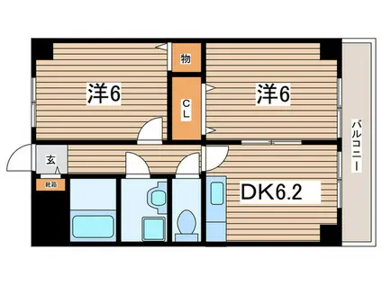 プラリヴィエール綱島(2DK/4階)の間取り写真