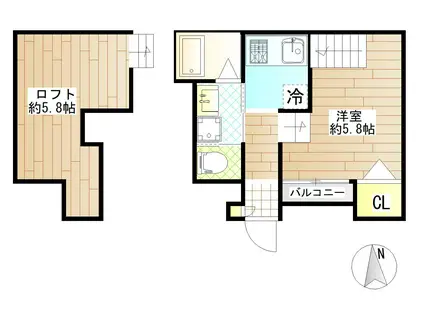 アークテラス荒町(1K/1階)の間取り写真