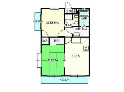 ハッピーハイツ操明(2DK/4階)の間取り写真