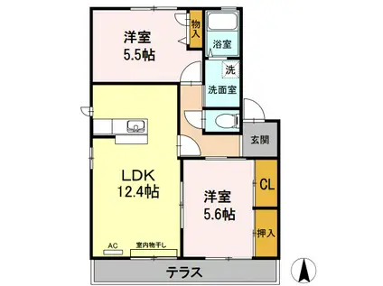 ディアスバンノ(2LDK/1階)の間取り写真
