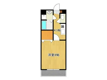 ミディアルピーヌ(1K/1階)の間取り写真