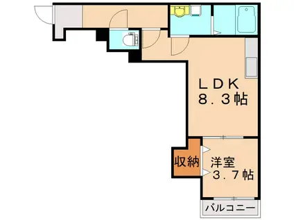CRECIA楠木(1LDK/1階)の間取り写真
