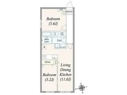 GRAN PASEO大井町(2LDK/4階)の間取り写真