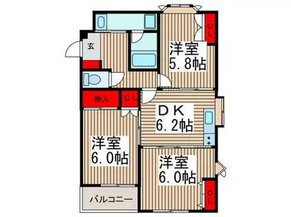 ロイヤル ハウス(3DK/3階)の間取り写真