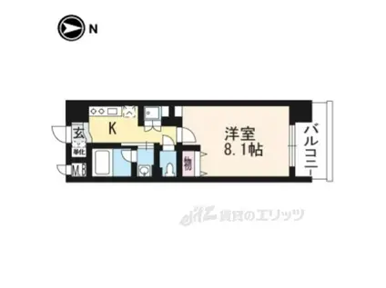 アスヴェル京都東山五条(1K/2階)の間取り写真