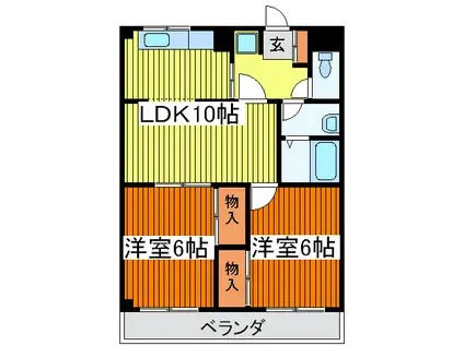 シャトーしむら(2LDK/4階)の間取り写真