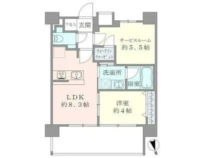 CASA EST CORTA CASA EST CORTA(1SLDK/7階)の間取り写真