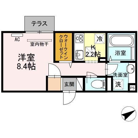 D-ROOM城野(1K/1階)の間取り写真