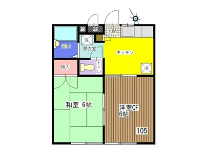 シティコーポラス105(2K/1階)の間取り写真