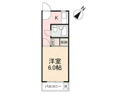 サニーハイツ宮脇(1K/3階)の間取り写真