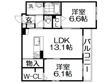 ひかり長尾(2LDK/2階)の間取り写真