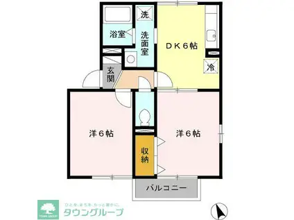 ル・ヴェール壱番館(2DK/1階)の間取り写真