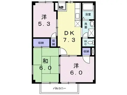 ハイツイースト1(3DK/2階)の間取り写真