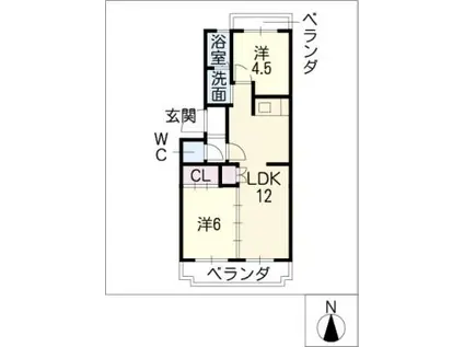 エミネンス名城(2LDK/3階)の間取り写真