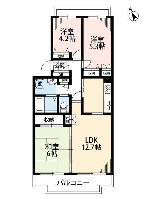 パークヒル飯山満1・2・3(3LDK/1階)の間取り写真
