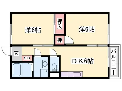 エスポワールメゾン(2DK/2階)の間取り写真