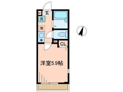 ケーエーツルミ(1K/2階)の間取り写真