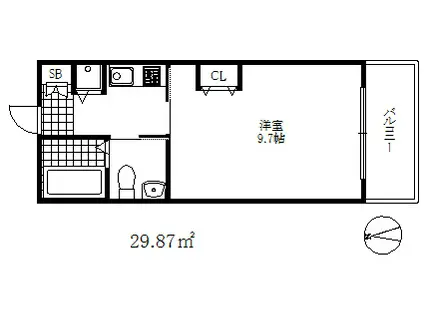 ケーディーエックスレジデンス甲南山手(1K/5階)の間取り写真