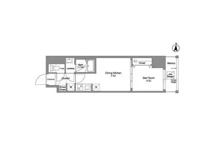 DAFFITTO錦糸町(1DK/11階)の間取り写真