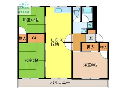 長与グリーンマンション山口(3LDK/4階)の間取り写真