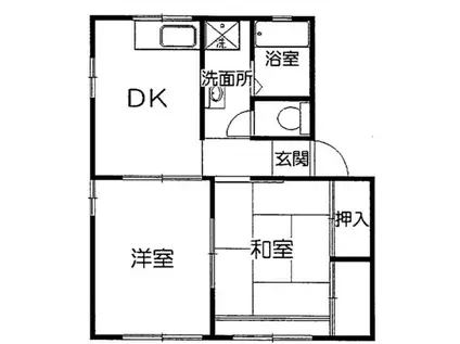 シティハイム北通(2DK/1階)の間取り写真