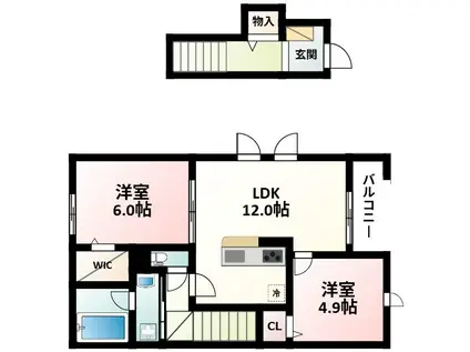 江坂町2丁目PJ(2LDK/2階)の間取り写真