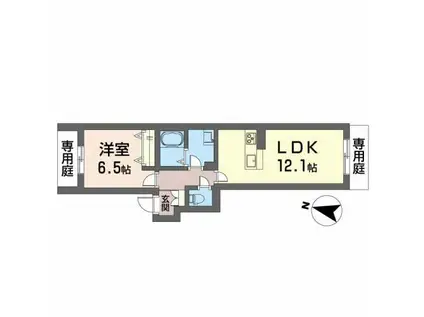 ベレオ チェラーグII(1LDK/1階)の間取り写真