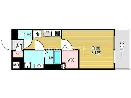 ラグゼ難波南(1K/8階)の間取り写真