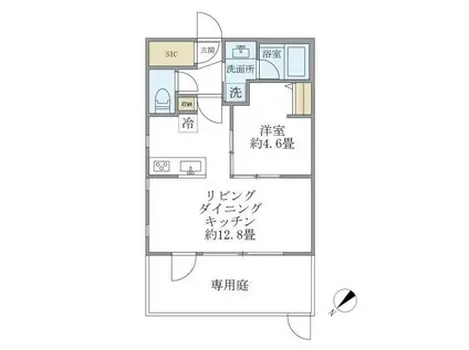 レジデンスエルム(1LDK/1階)の間取り写真