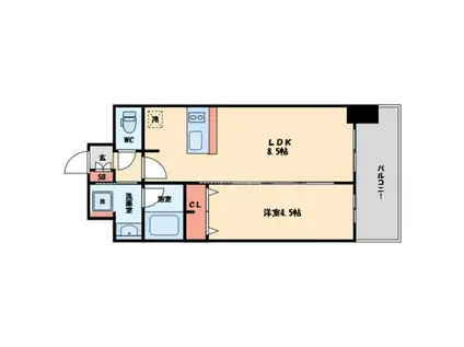 プレサンスOSAKA DOMECITYワンダー(1LDK/12階)の間取り写真