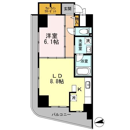 カスタリアタワー肥後橋(1LDK/11階)の間取り写真