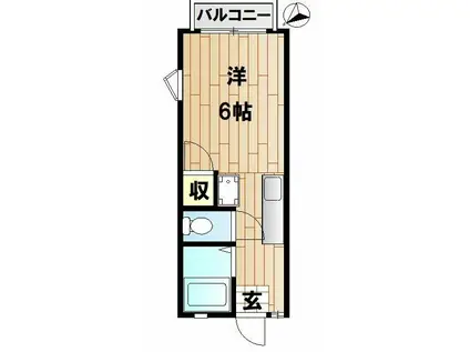 サンヒルズ日吉(1K/2階)の間取り写真