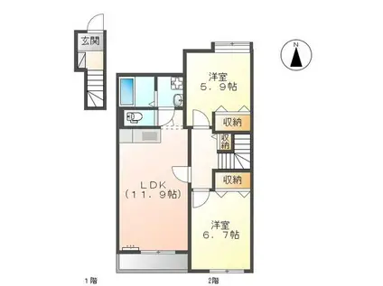 ファインシア(2LDK/2階)の間取り写真