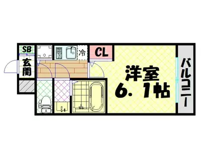 プレサンスOSAKA DOMECITYワンダー(1K/6階)の間取り写真