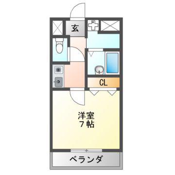 七神国府ビル(1K/2階)の間取り写真