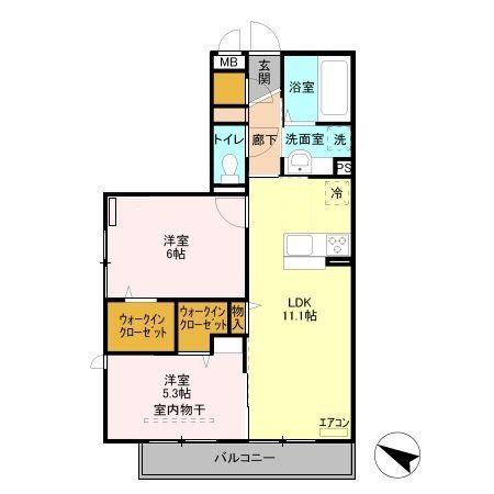 グランメール(2LDK/3階)の間取り写真
