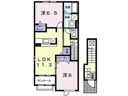 ピア・ノースII(2LDK/2階)の間取り写真