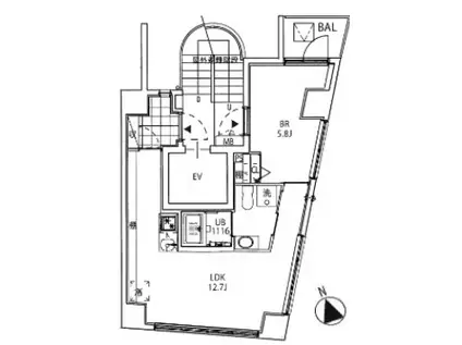 クーカイ・テラス白金高輪(1LDK/10階)の間取り写真