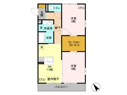 オペラハウス上大島A(2DK/3階)の間取り写真