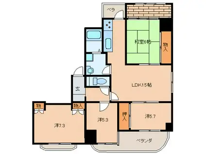 ダイアパレス舟入通(4LDK/9階)の間取り写真