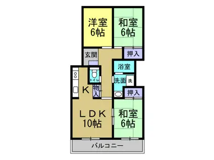 大豊ヒルズ(3LDK/2階)の間取り写真
