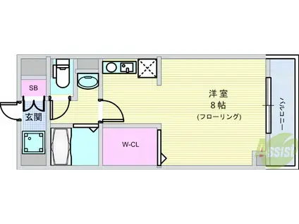 フローライト蛍池(1K/3階)の間取り写真